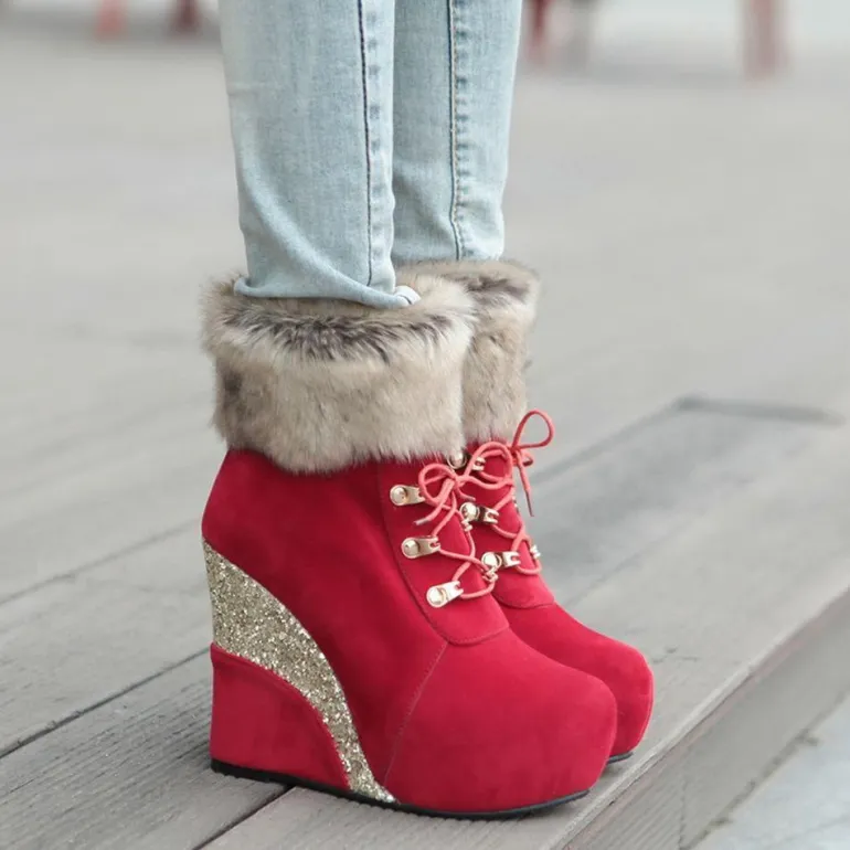 Glitter Wedge Booties