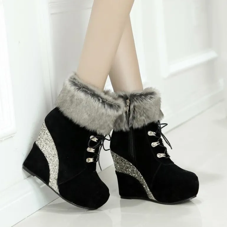 Glitter Wedge Booties