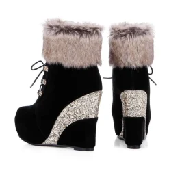 Glitter Wedge Booties