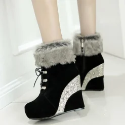 Glitter Wedge Booties