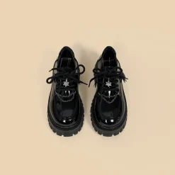 Glossy Black Pentagram Mary Janes