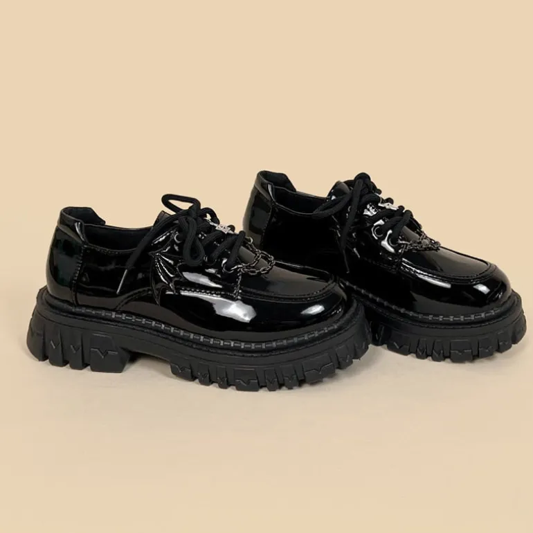 Glossy Black Pentagram Mary Janes