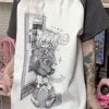 Grey Neko Girl Detachable Sleeve Tee
