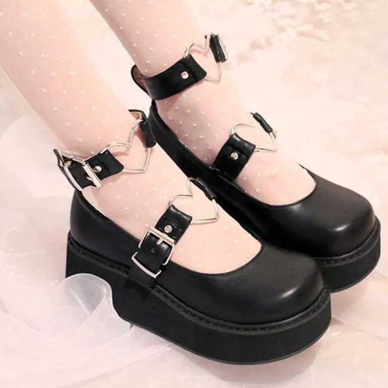 Heart Buckle Wedge Shoes