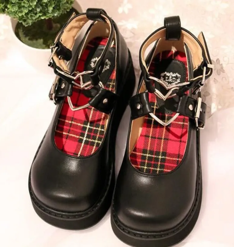 Heart Buckle Wedge Shoes