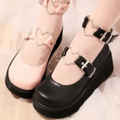 Heart Buckle Wedge Shoes