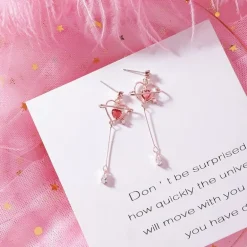 Heart Pendant Drop Earrings