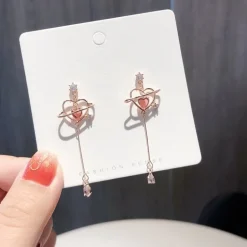 Heart Pendant Drop Earrings