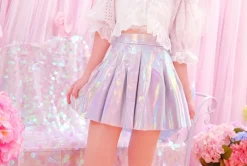 Holographic Pleated Skirt