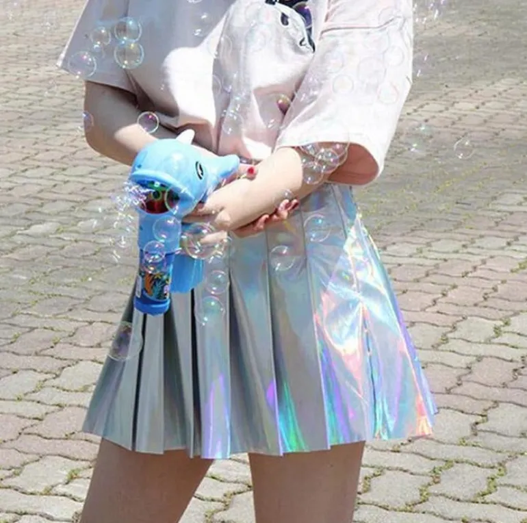 Holographic Pleated Skirt