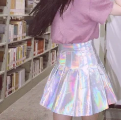 Holographic Pleated Skirt