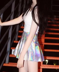 Holographic Pleated Skirt
