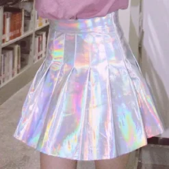Holographic Pleated Skirt