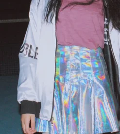 Holographic Pleated Skirt