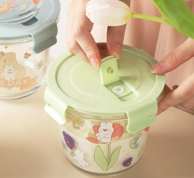 Kawaii Bunny Microwave Glass Bowl With Lid