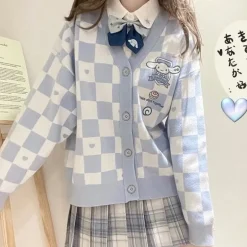 Kawaii Checkered Cardigan