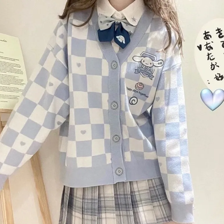 Kawaii Checkered Cardigan
