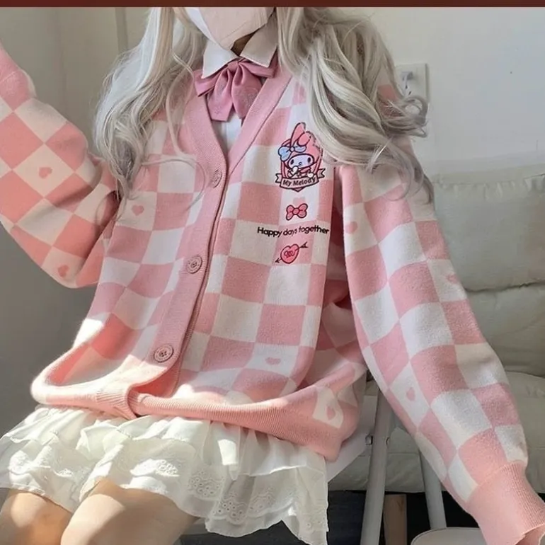 Kawaii Checkered Cardigan