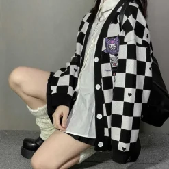 Kawaii Checkered Cardigan