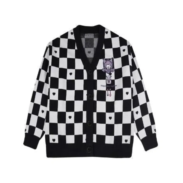 Kawaii Checkered Cardigan