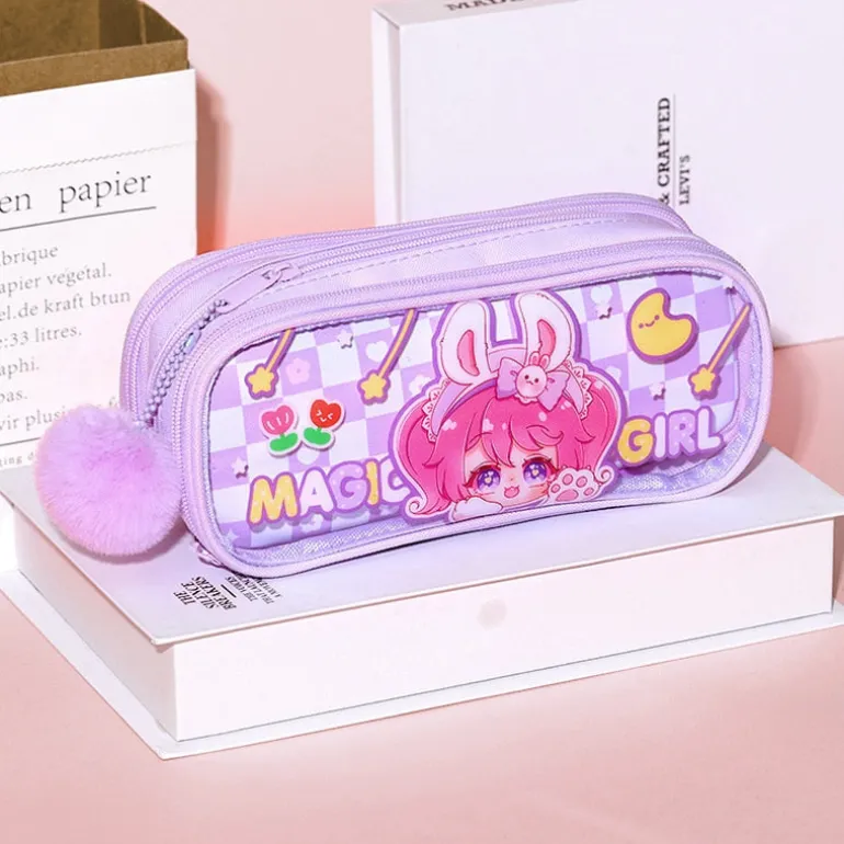 Kawaii Plaid Bunny Pencil Case
