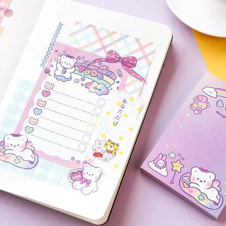 Kawaii Rainbow Bear Sticky Notepads