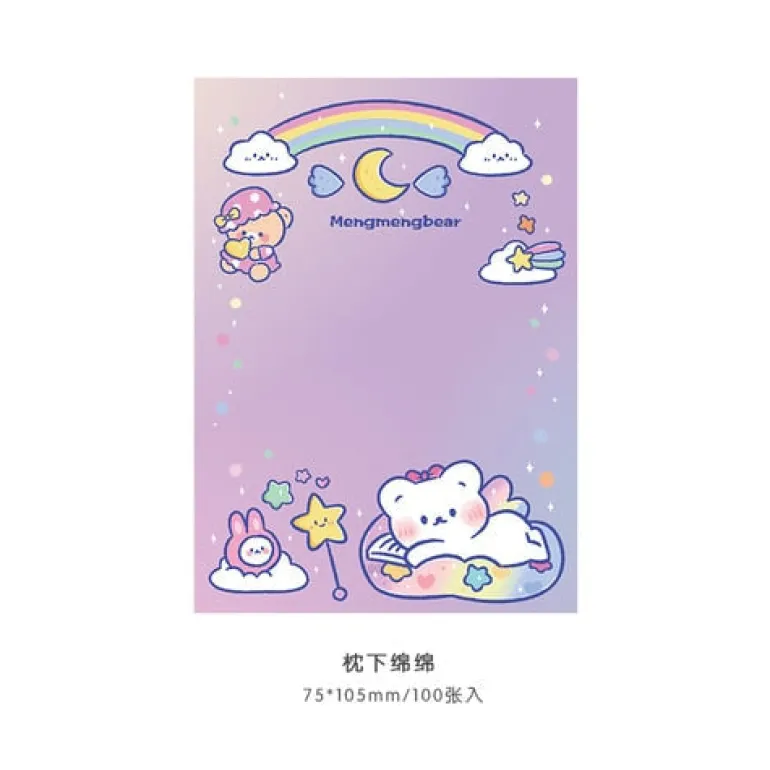 Kawaii Rainbow Bear Sticky Notepads