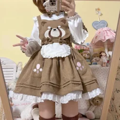 Kitsune Corudroy Suspender Dress