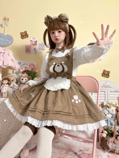 Kitsune Corudroy Suspender Dress