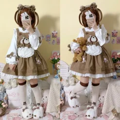 Kitsune Corudroy Suspender Dress