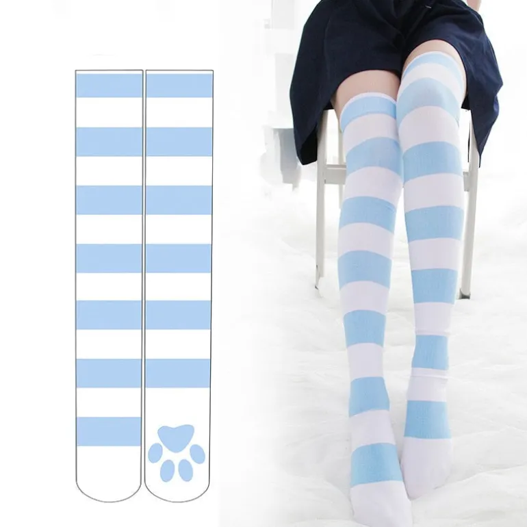 Kitten Paw Striped Socks