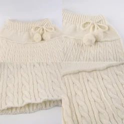 Knit Beige Pompom Skirt