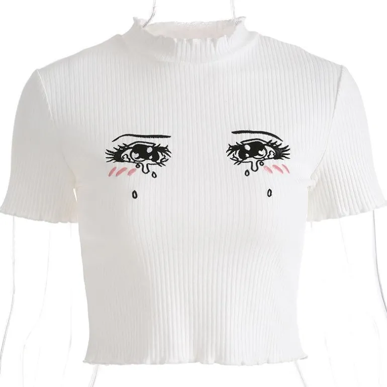 Knit Sad Eyes Crop Top