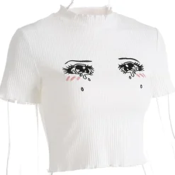 Knit Sad Eyes Crop Top