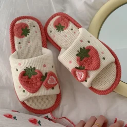 Knit Strawberry Slides