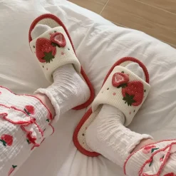 Knit Strawberry Slides