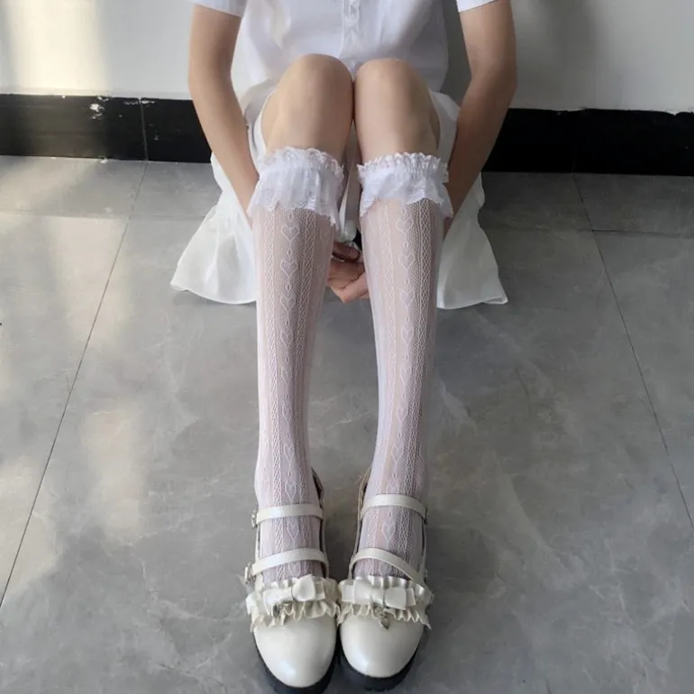 Lace Heart & Ribbon Stockings