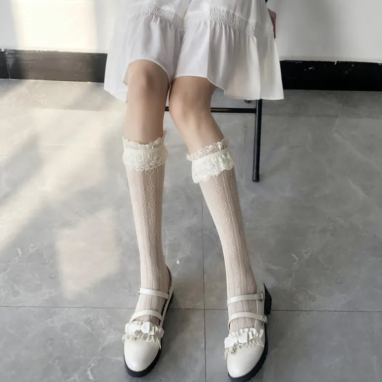 Lace Heart & Ribbon Stockings