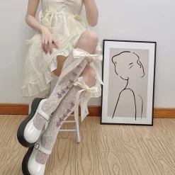 Lace Ribbon & Rosebud Stockings