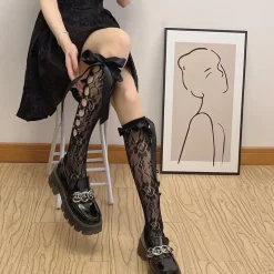 Lace Ribbon & Rosebud Stockings
