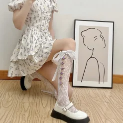 Lace Ribbon & Rosebud Stockings