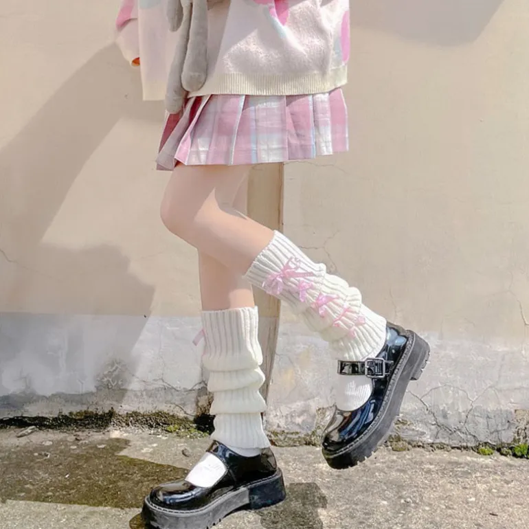 Lace Up Bow Leg Warmers