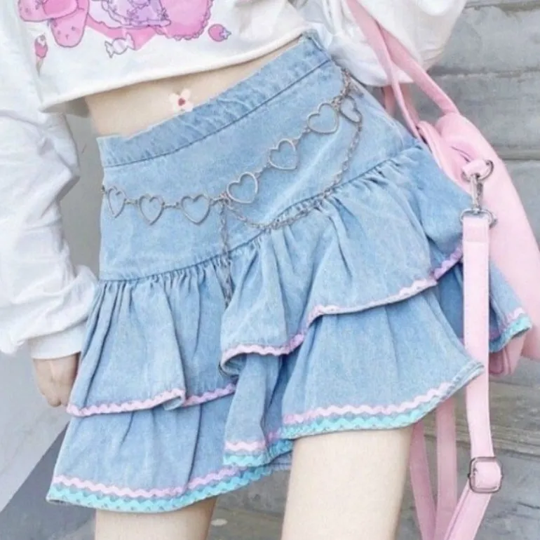 Layered Denim Cake Skirt