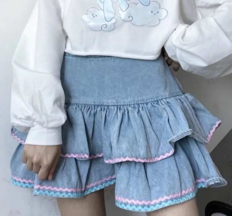 Layered Denim Cake Skirt