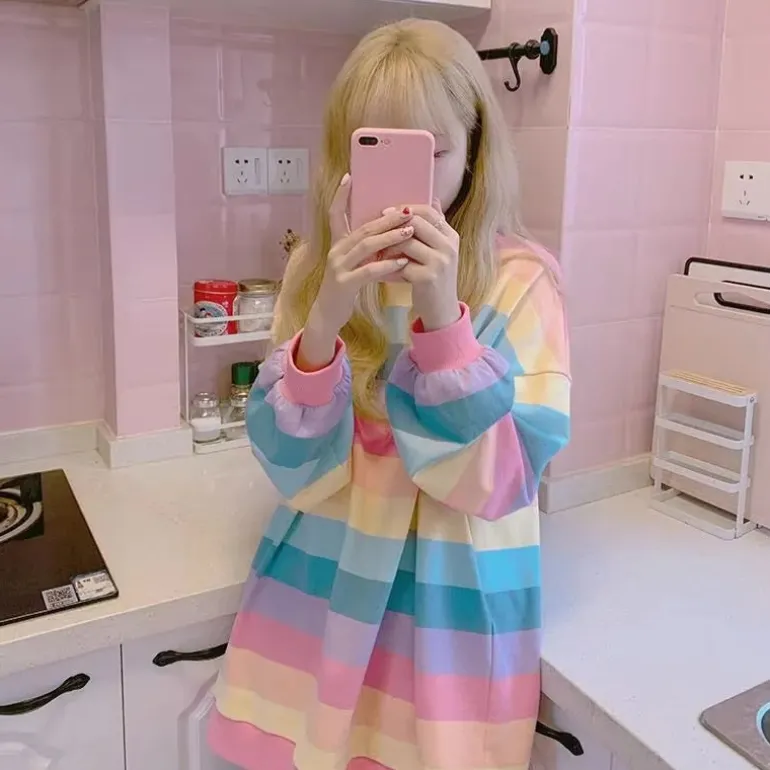 Lazy Days Pastel Rainbow Striped Top