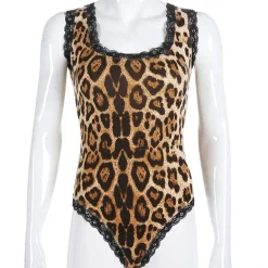 Leopard Lace Back Bodysuit