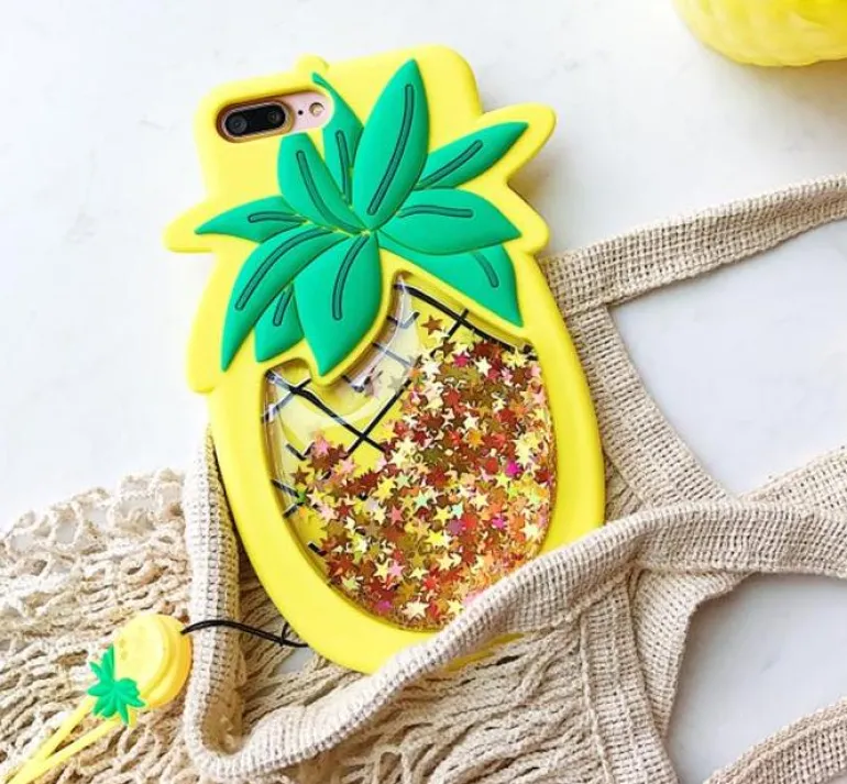 Liquid Glitter Pineapple Case