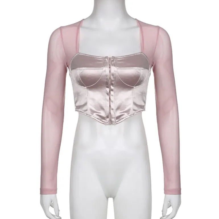 Long Sleeve Satin Bustier