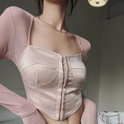 Long Sleeve Satin Bustier