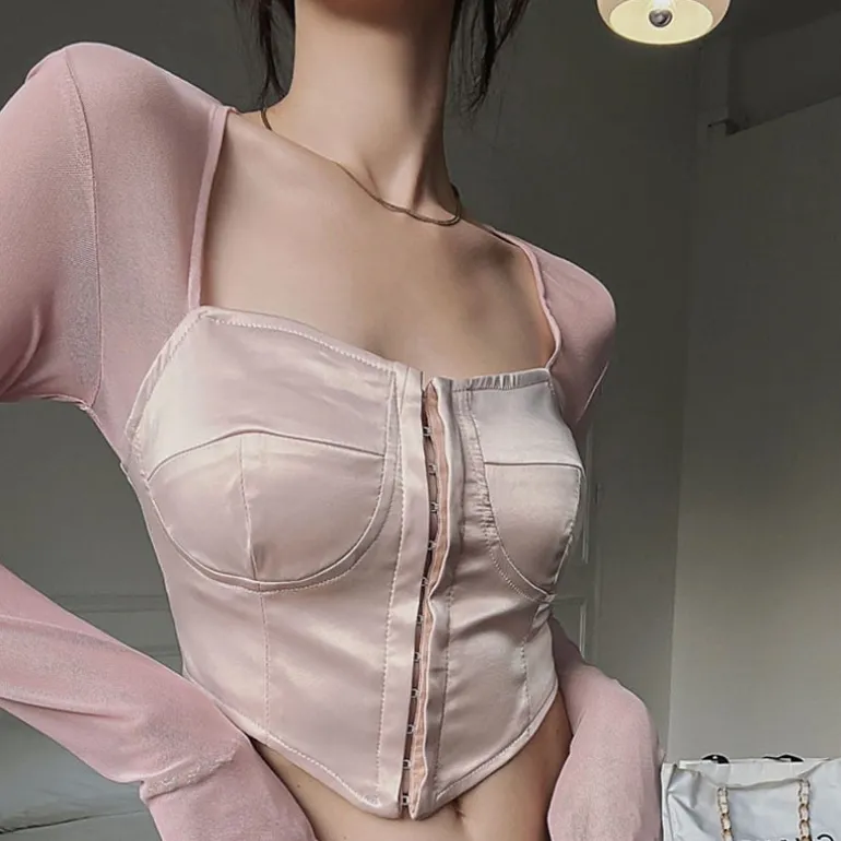Long Sleeve Satin Bustier